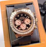 Copy Rolex Daytona Diamond Watch Rose Gold Oysterflex Strap
